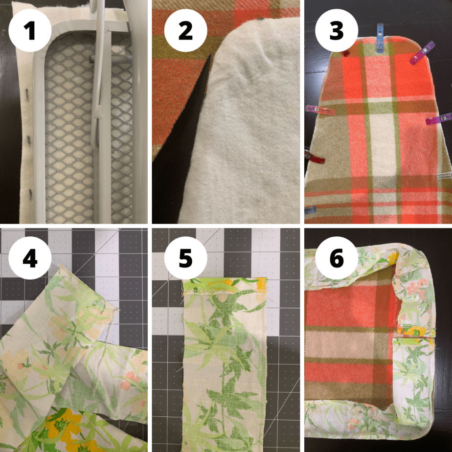 Wool ironing board cover steps
